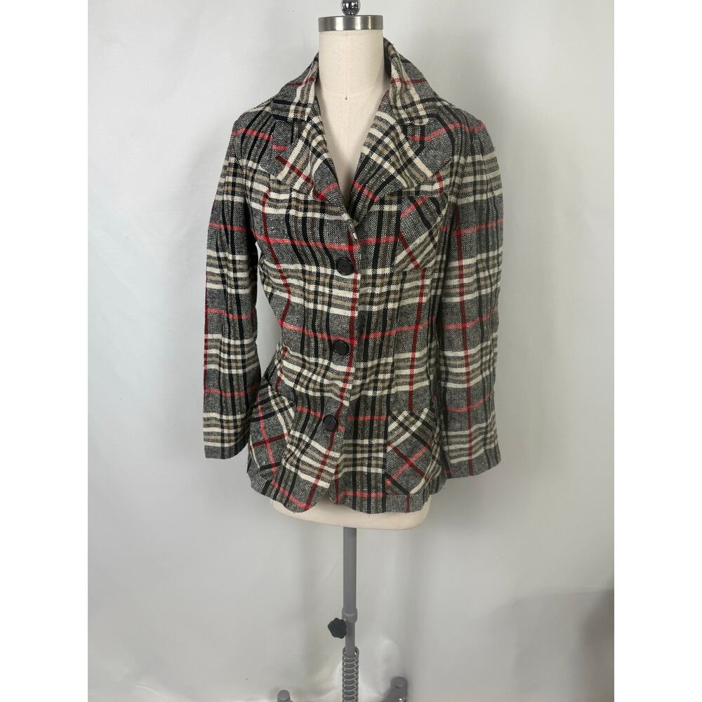 Vintage 70's NPC Fashions Blazer Jacket Plaid Work‎ Button Lightweight Business